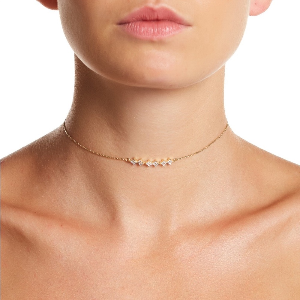 Sterling Forever Stargaze Gold Delicate CZ Choker